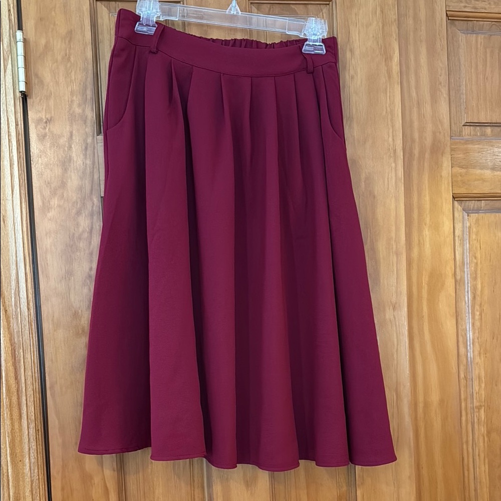 ModCloth Enchanting Tiger Lilies Burgundy Women's Skirt, Medium
